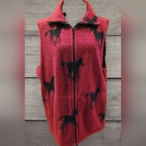 Vintage Bear Outfitters Vintage Red and Black Horse Vest, XL